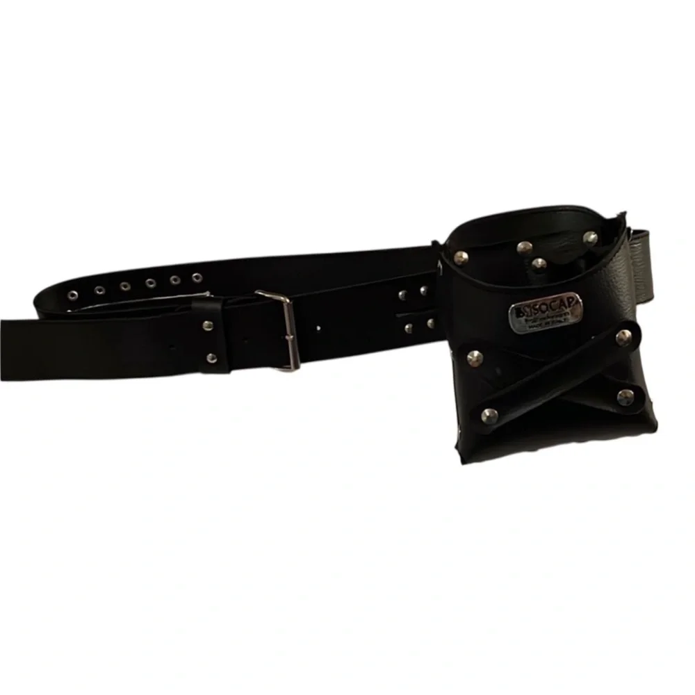 Black studded faux Leather Belt Bag, salon tools